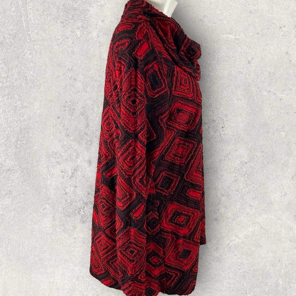 Ali Miles Sweater Womens Large Red Black Cowl Sleeve Art To Wear A99 - Picture 6 of 12